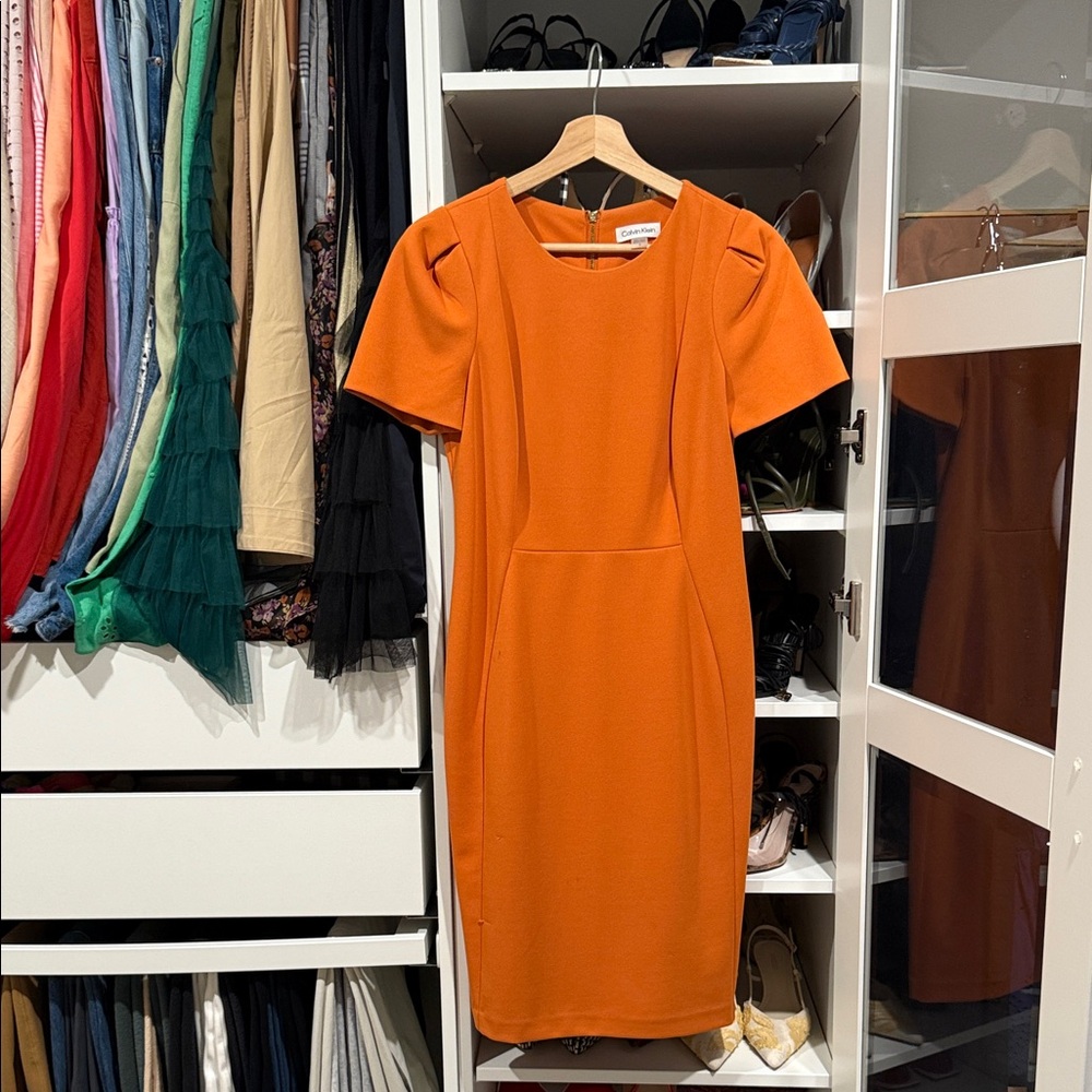 Calvin Klein Vibrant Orange Midi Dress